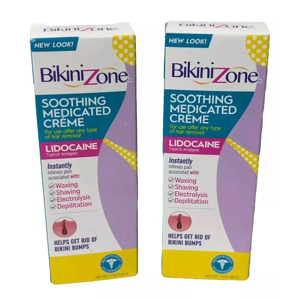 BikiniZone Soothing Medicated Creme wiith Lidocaine Topical Analgesic Lot of 2